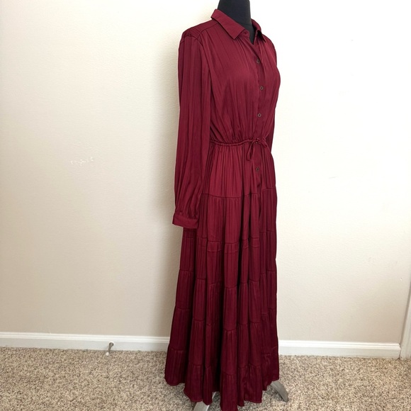 Anthropologie Satin Tiered Button Front Adjustable Maxi Dress Size Small - Picture 5 of 9